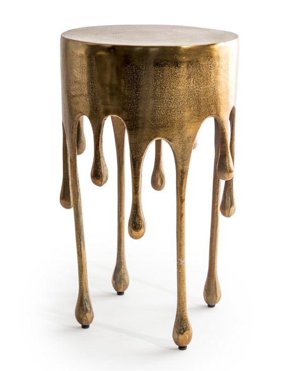 Drippy Gold Round Aluminium Side Table