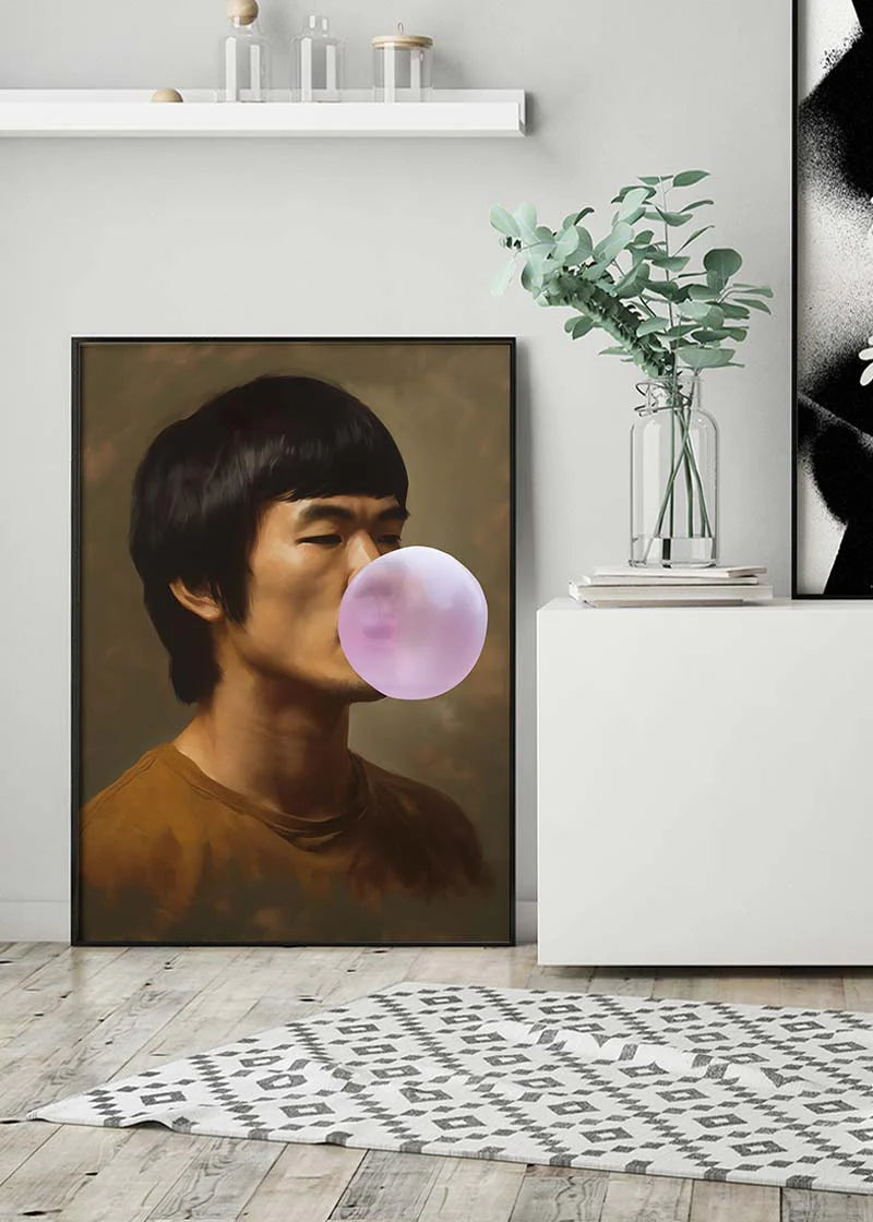 Martial Artist Blowing Bubblegum Portrait Print