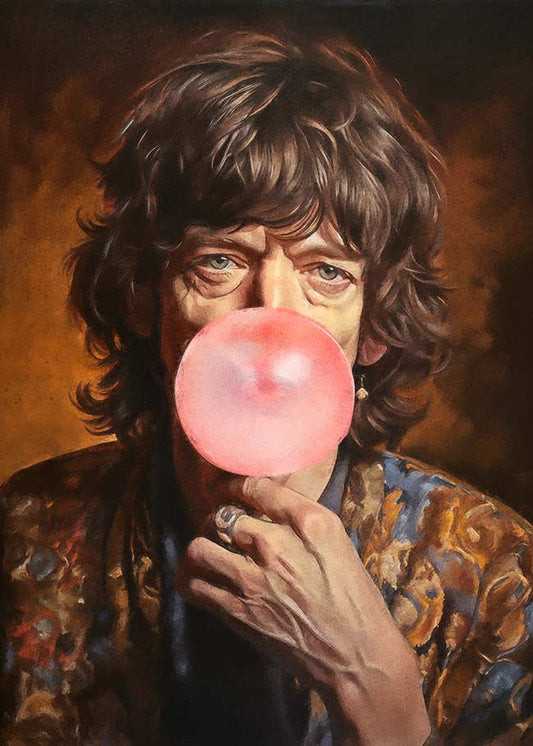 Rolling Jagger Bubblegum Portrait Print