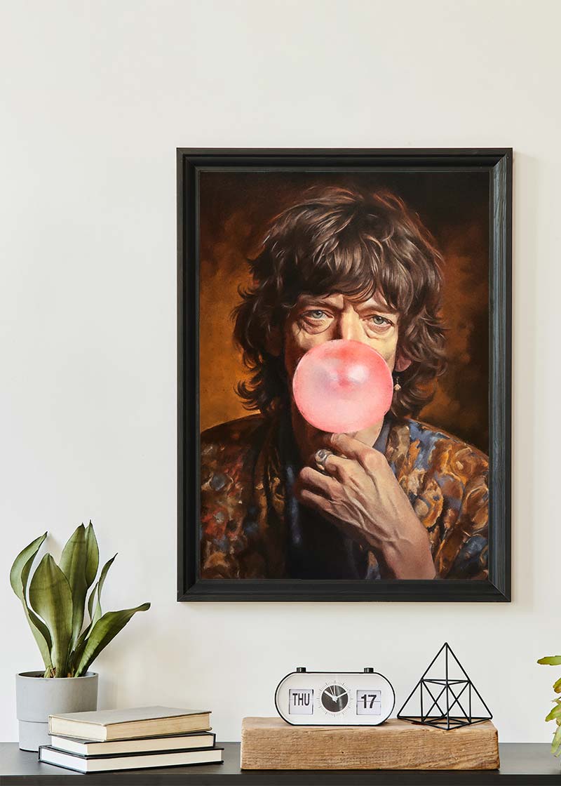 Rolling Jagger Bubblegum Portrait Print