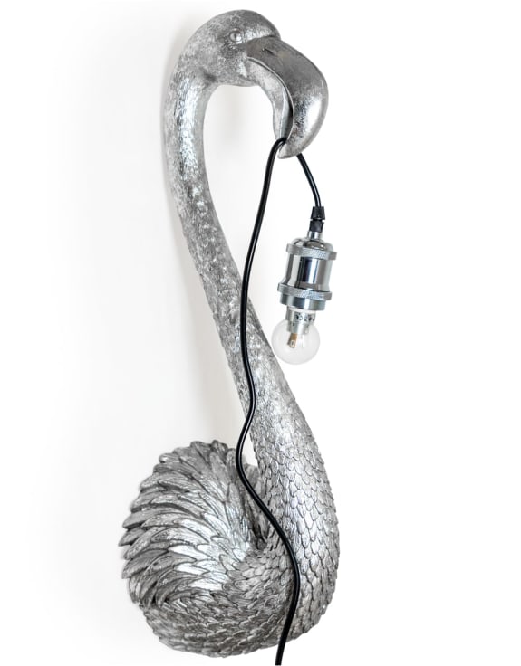 Silver Flamingo Head Wall Lamp
