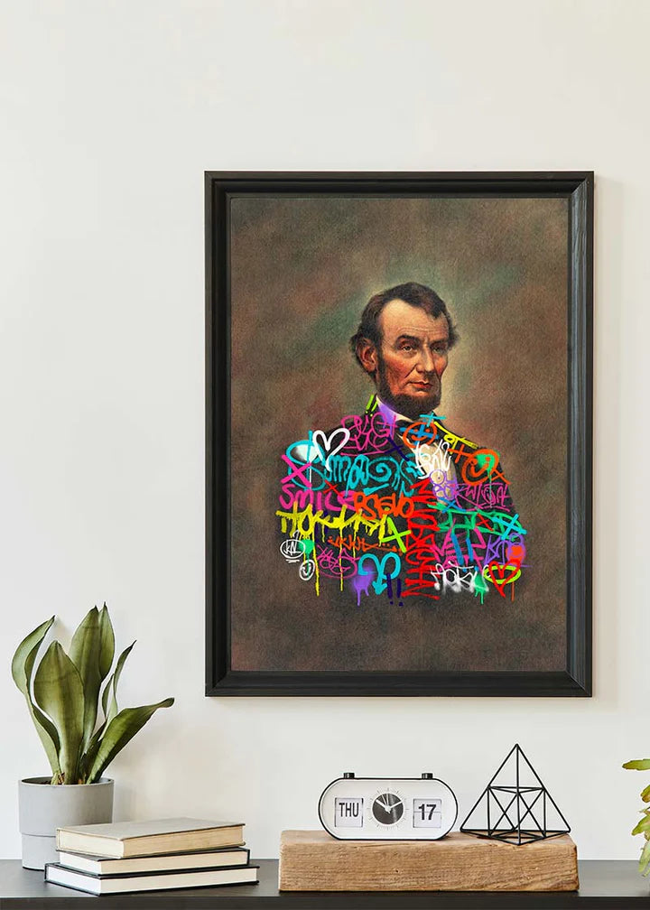 Abraham Lincoln Graffiti Jacket Print