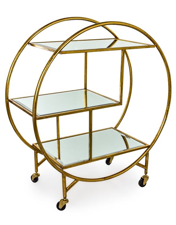 Antique Bronze Leaf Metal Bar Trolley