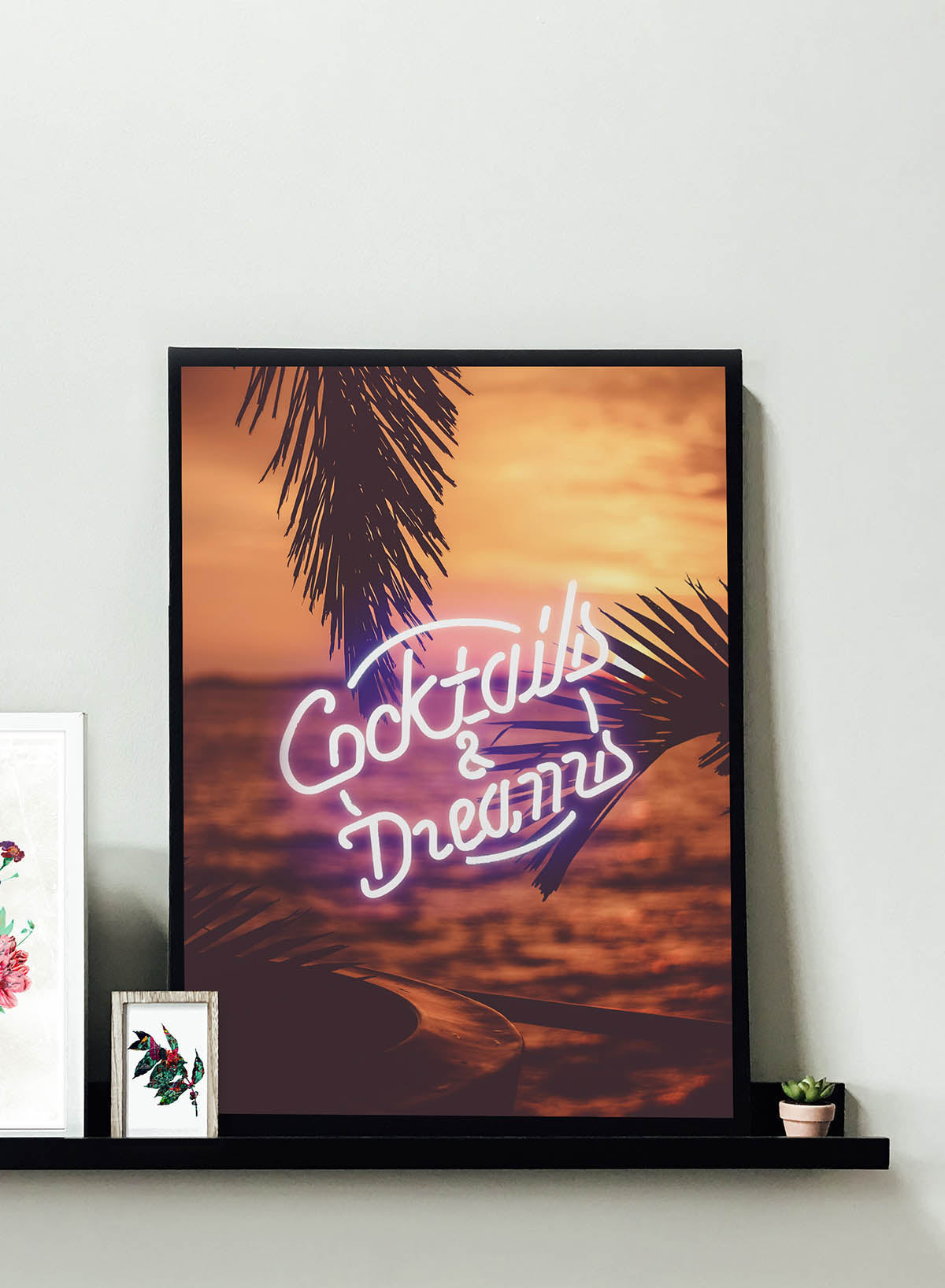 Cocktails And Dreams Palms Neon Print