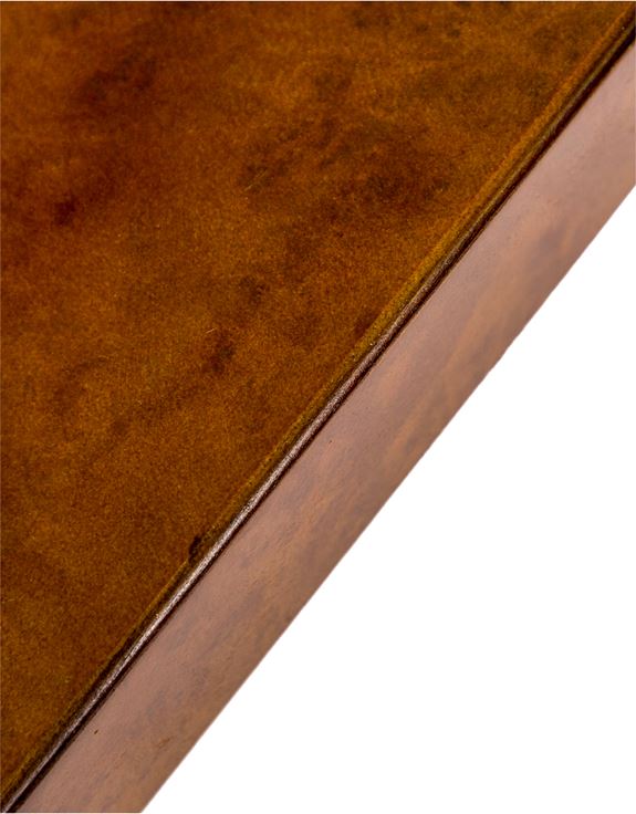 Dark Wood Coffee Table With Brass Style Detailing