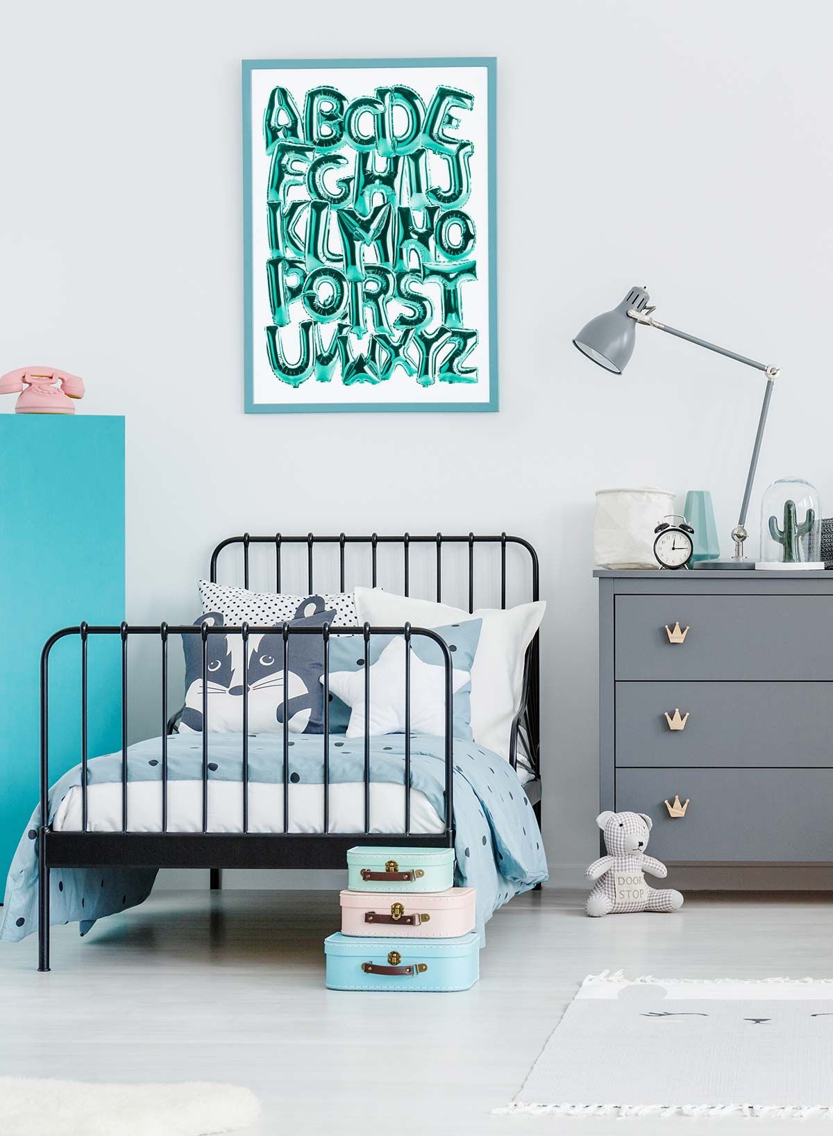 Foil Balloons Alphabet Educational Teal Print