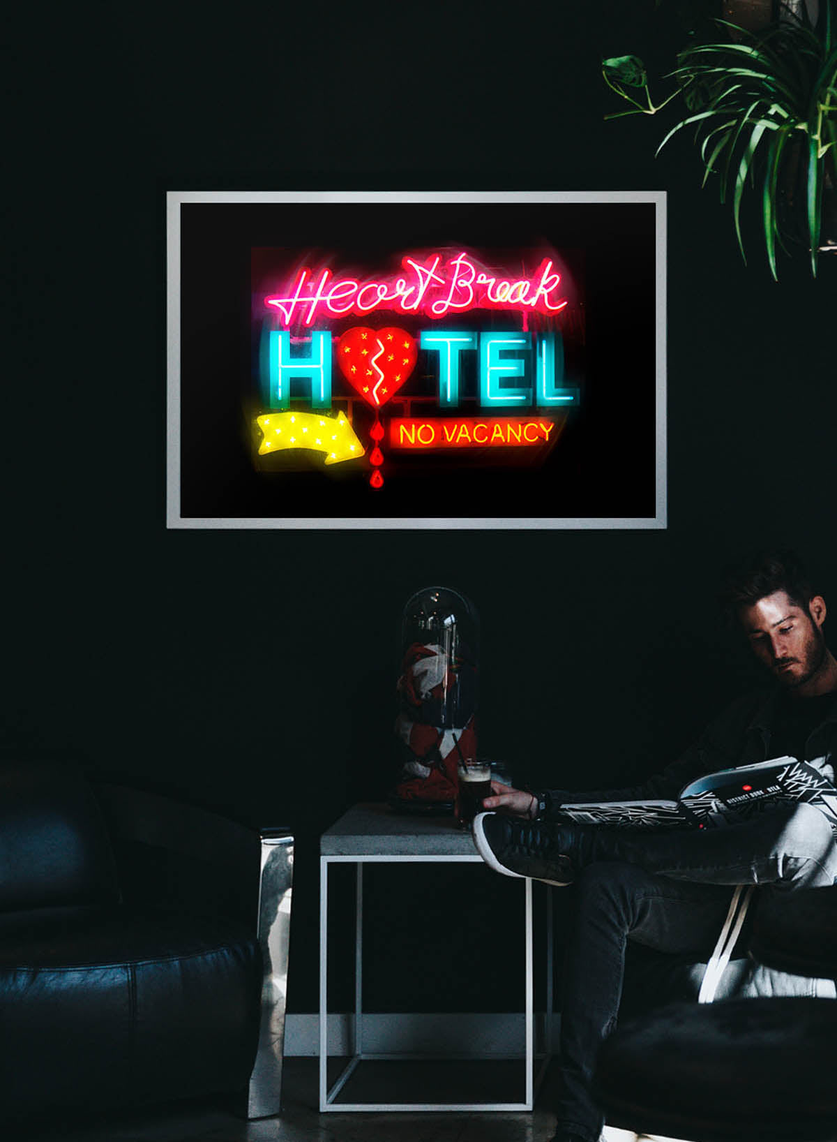 Heartbreak Hotel Sign Neon Print