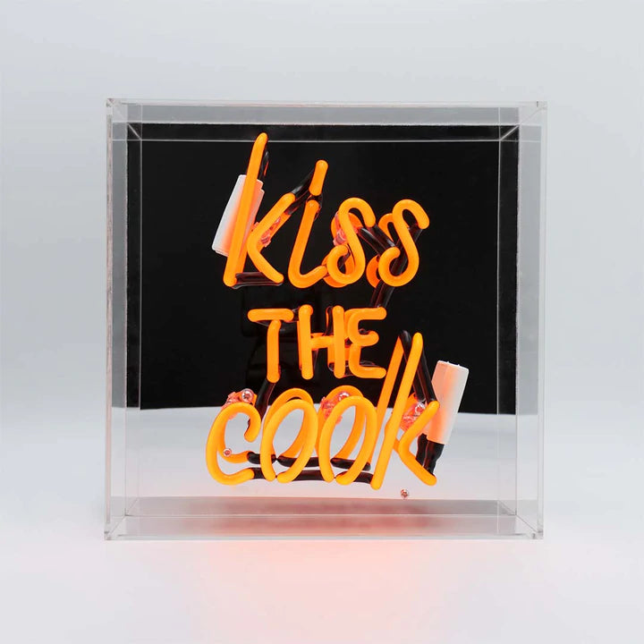 Kiss The Cook Orange Neon Sign