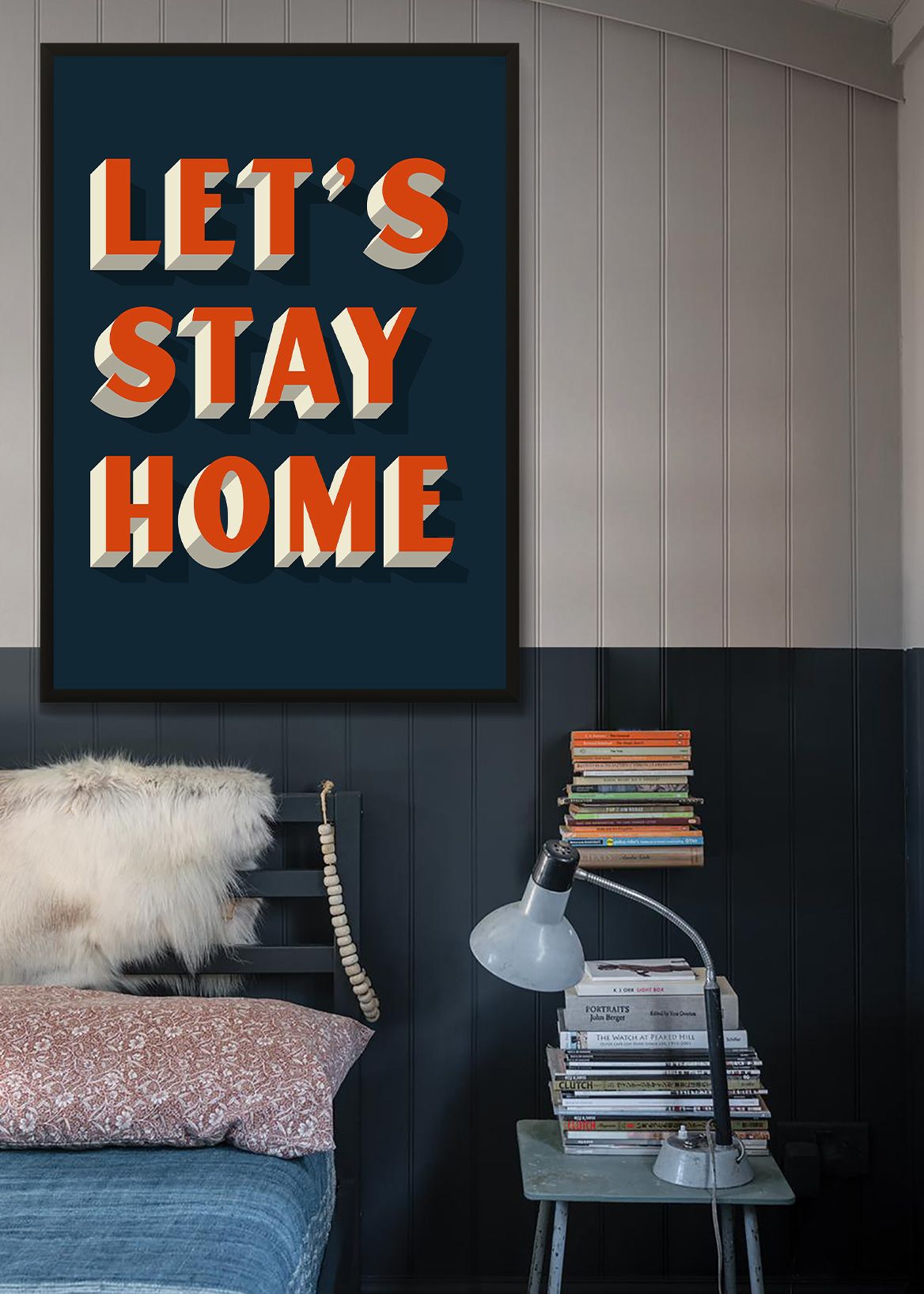 Let's Stay Home Orange Print