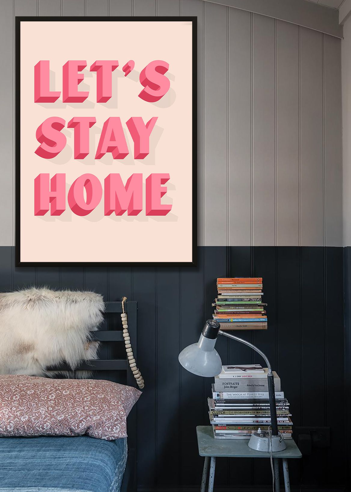 Let's Stay Home Pink Print