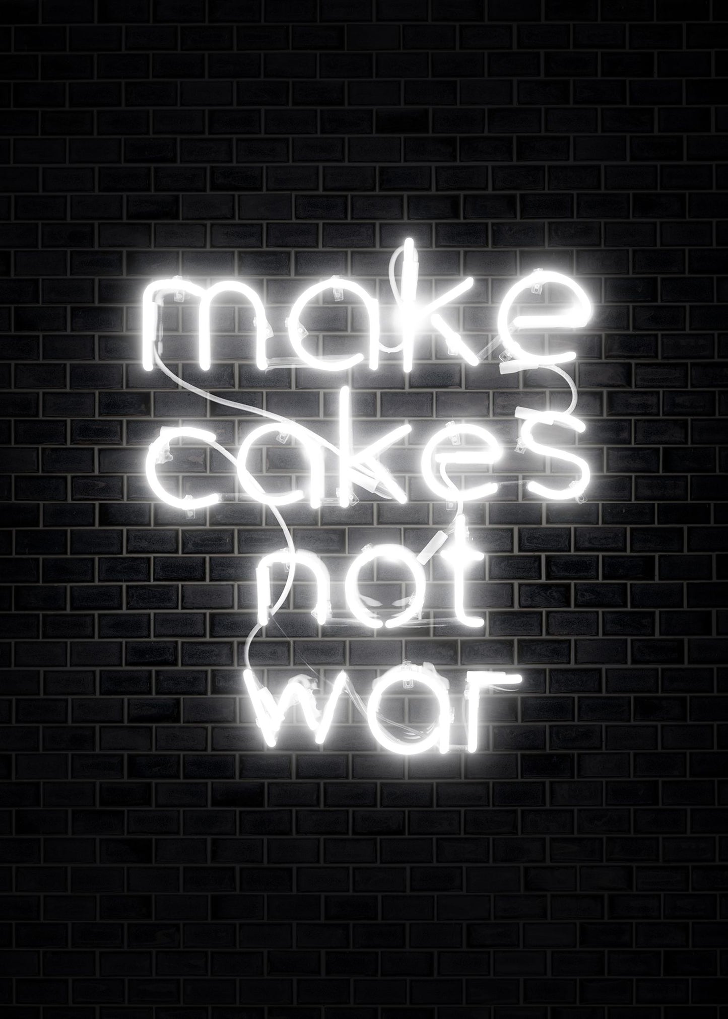 Make Cakes Not War White Print