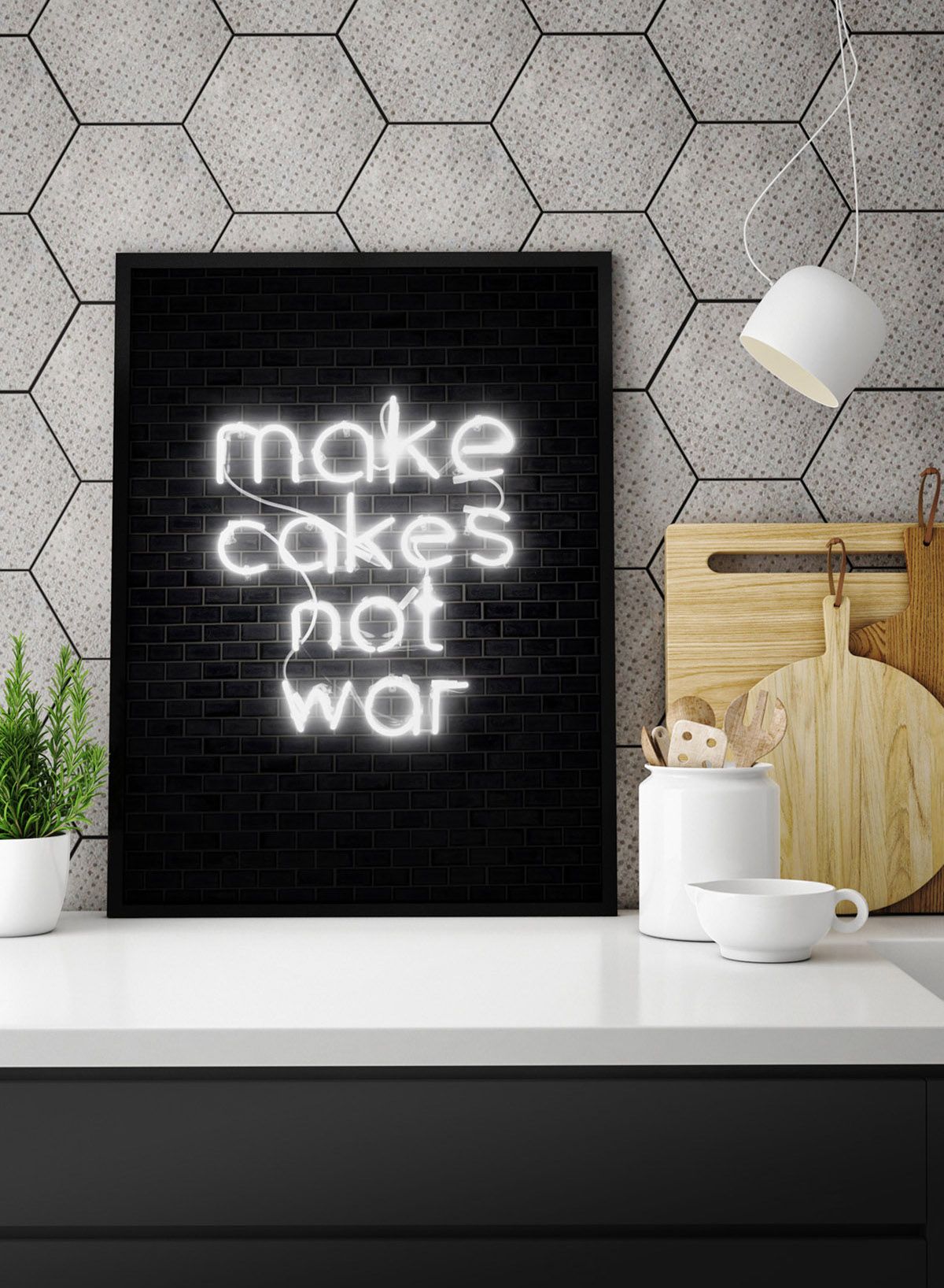 Make Cakes Not War White Print