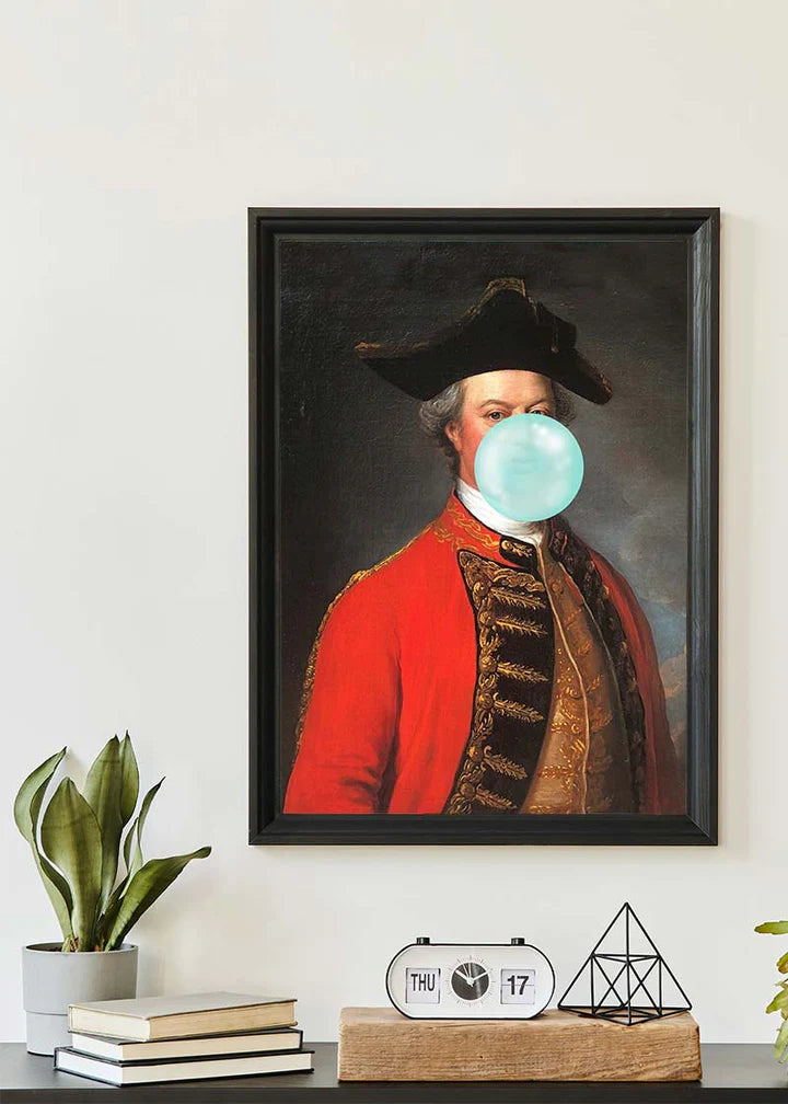 Military Bubblegum Blowing Portrait Print