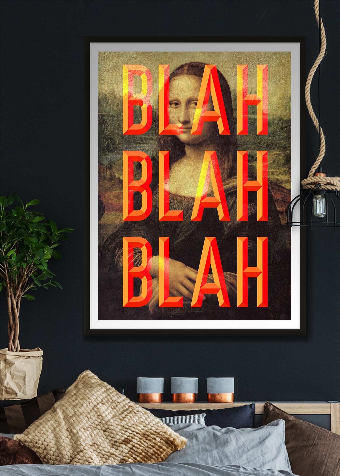 Orange Moaning Mona Blah Blah Blah Print