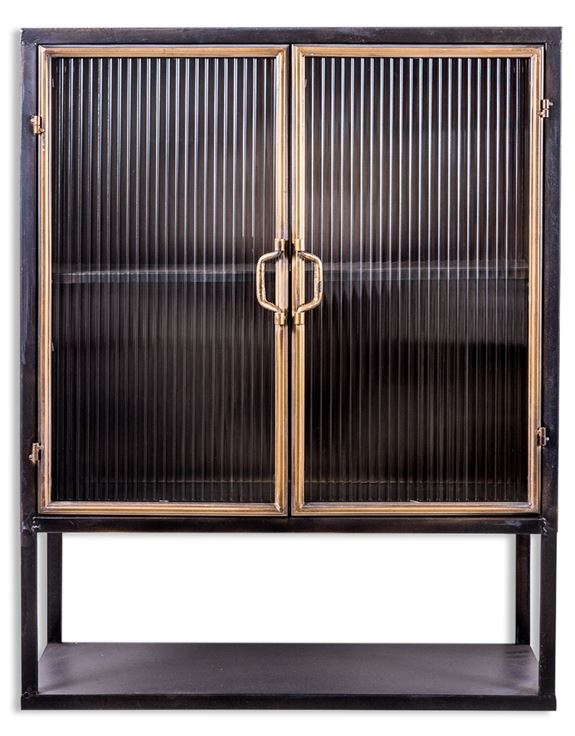 Orwell Black & Antique Gold Metal Wall Cabinet With Shelf