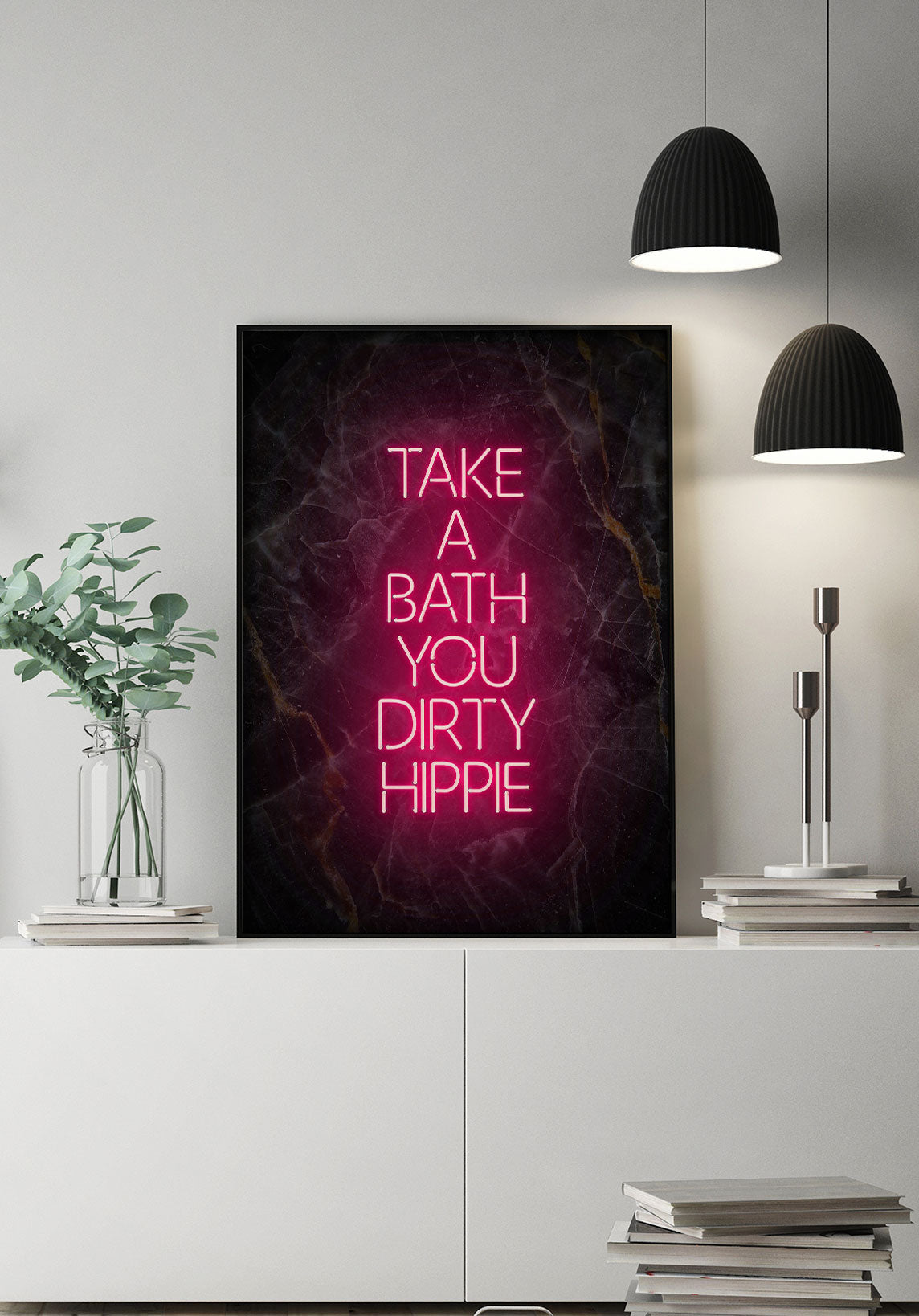Take A Bath Hippie Black Marble Print