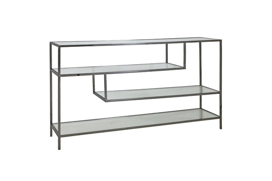 Ylaya Antique Zinc & Clear Glass Console Table