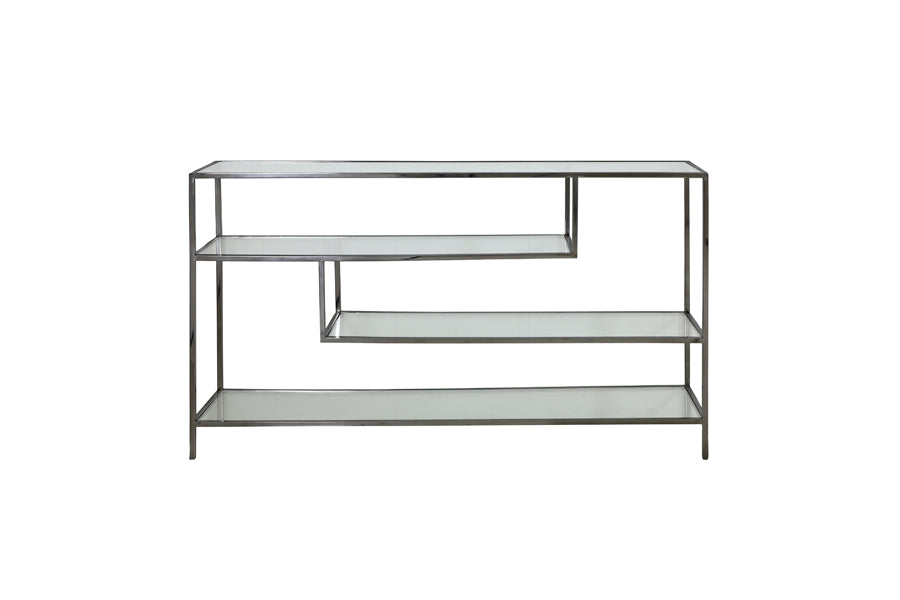 Ylaya Antique Zinc & Clear Glass Console Table
