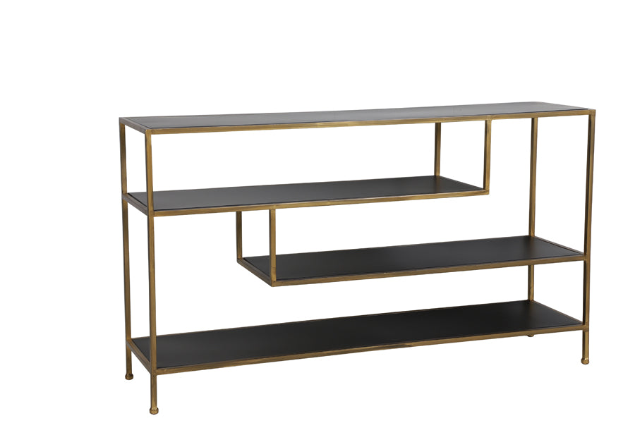 Ylaya Matt Black & Gold Console Table