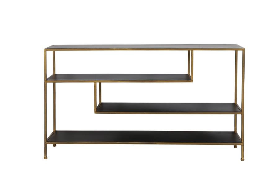 Ylaya Matt Black & Gold Console Table