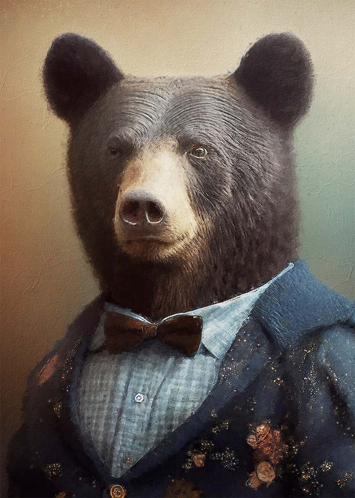 Black Bear Animal Head Portrait Print