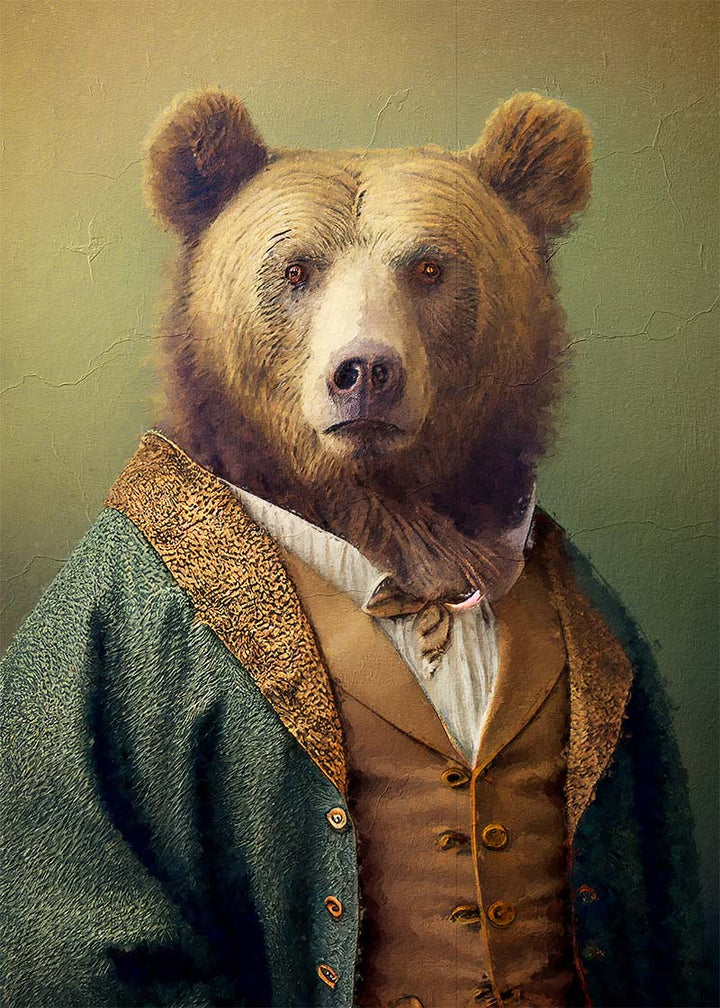 Brown Bear Animal Head Portrait Print