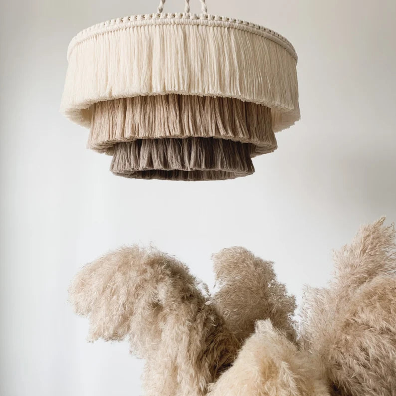 Cotton Fringe Chandelier Cappuccino