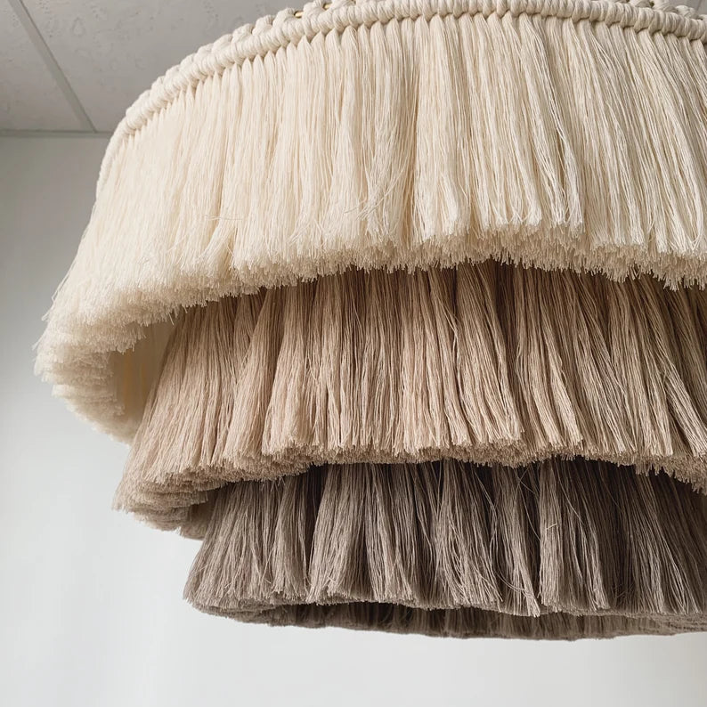 Cotton Fringe Chandelier Cappuccino