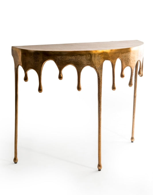 Drippy Gold Console Table