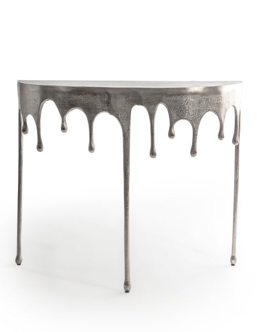 Drippy Nickel Console Table