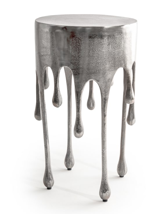 Drippy Nickel Round Aluminium Side Table
