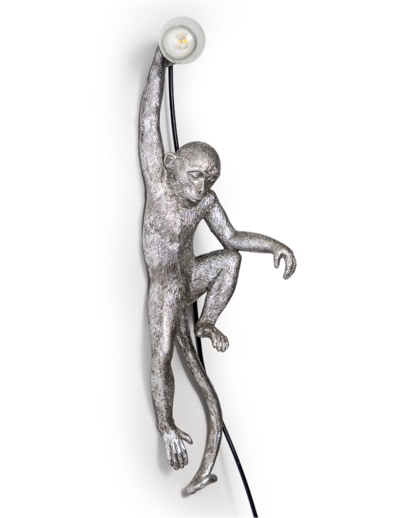 Silver Climbing Monkey Wall Lamp