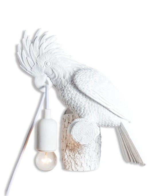 White Cockatoo On Perch Wall Lamp