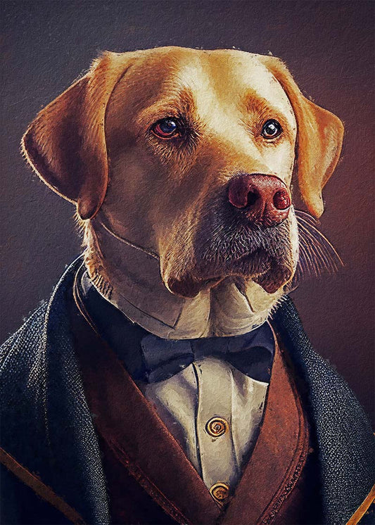 Yellow Labrador Animal Head Portrait Print