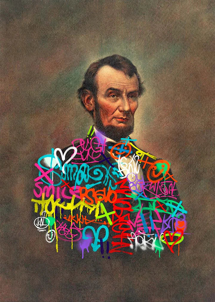 Abraham Lincoln Graffiti Jacket Print