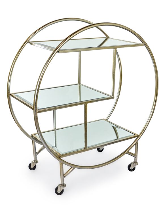 Antique Silver Leaf Metal Bar Trolley