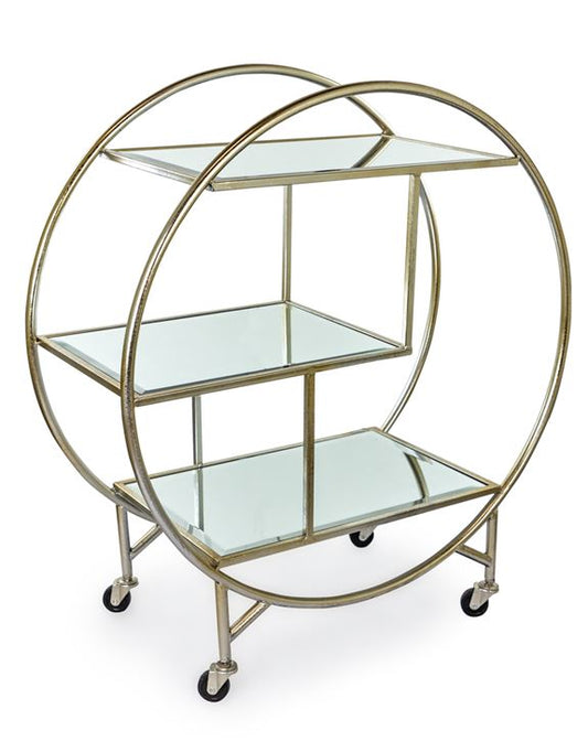 Antique Silver Leaf Metal Bar Trolley