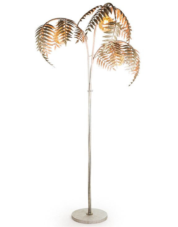 Antique Silver Palm Leaf Floor Lamp