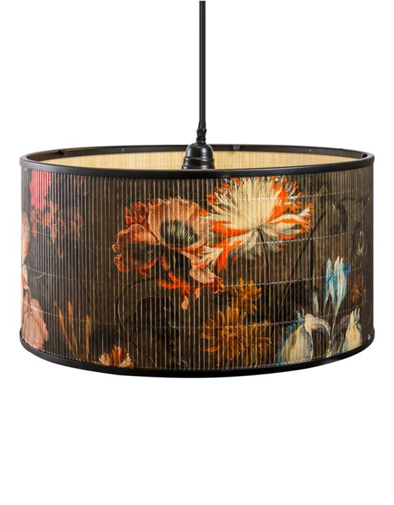 Bamboo Floral Pendant With Black Edging