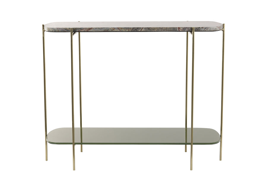 Besut Green Marble & Glass Console Table