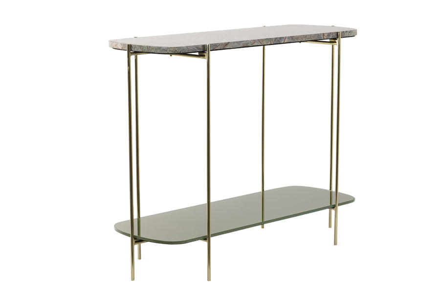 Besut Green Marble & Glass Console Table