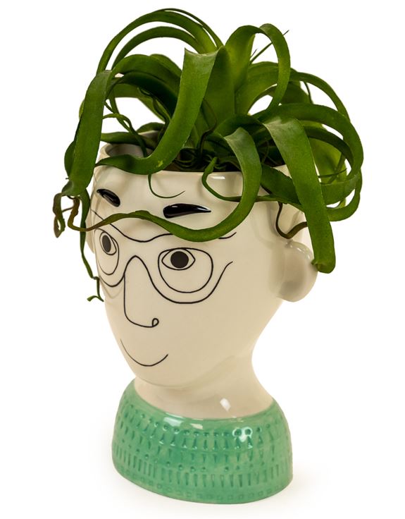 Ceramic Doodle Man's Face With Glasses Vase