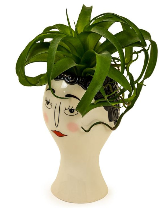 Ceramic Doodle Woman's Face With Blush Vase