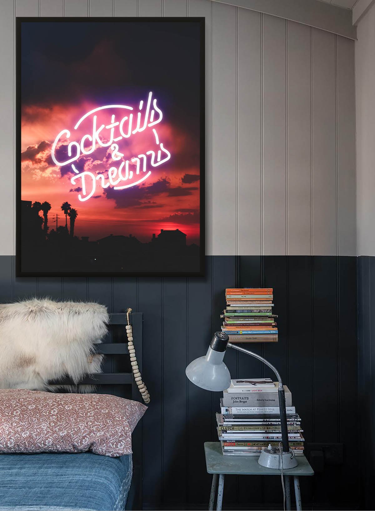 Cocktails And Dreams Sunset Neon Print