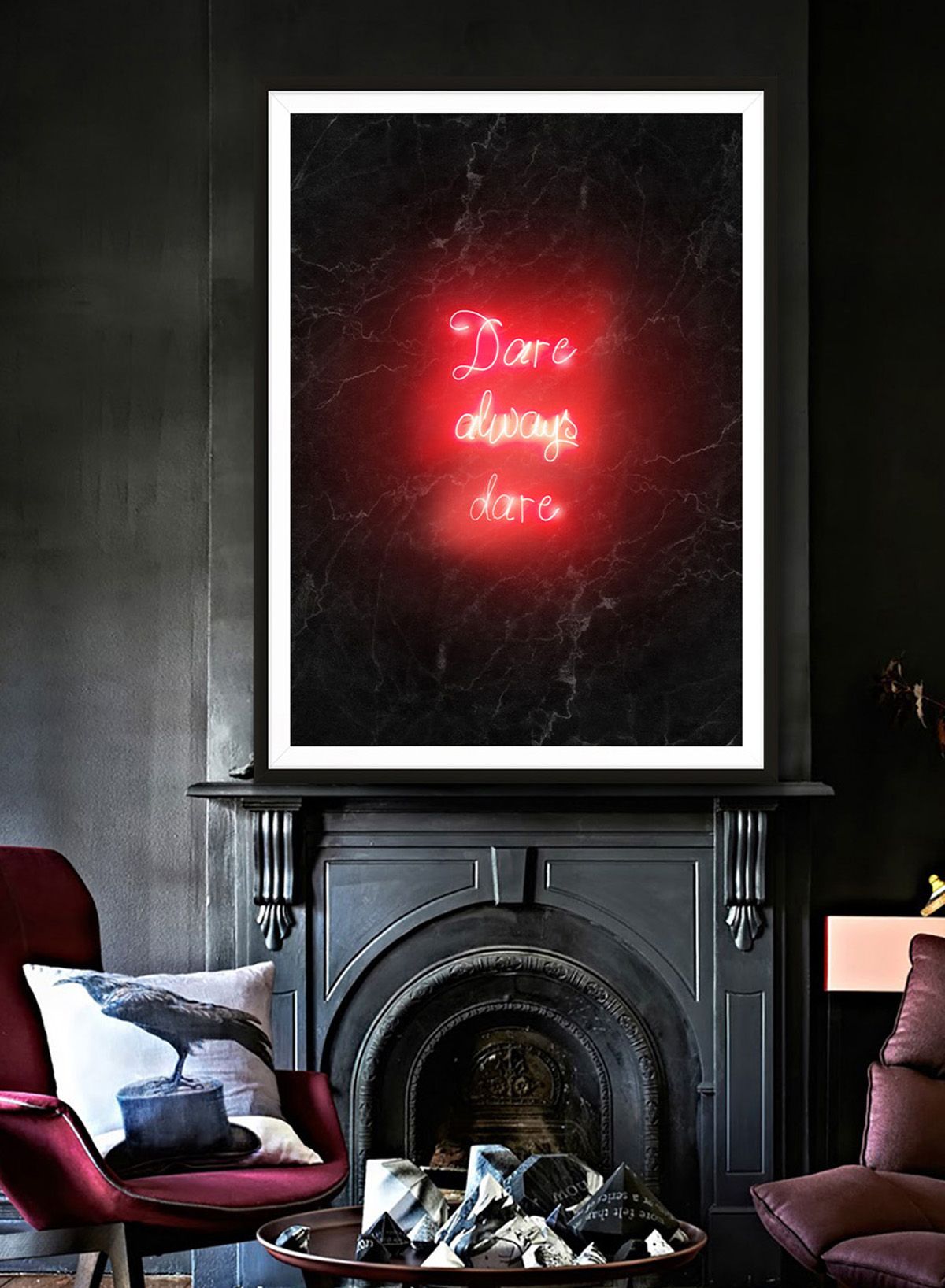 Dare Always Dare Neon Handwriting Print