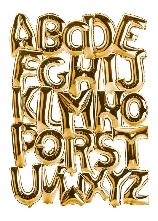 Foil Balloons Alphabet Educational Gold Print