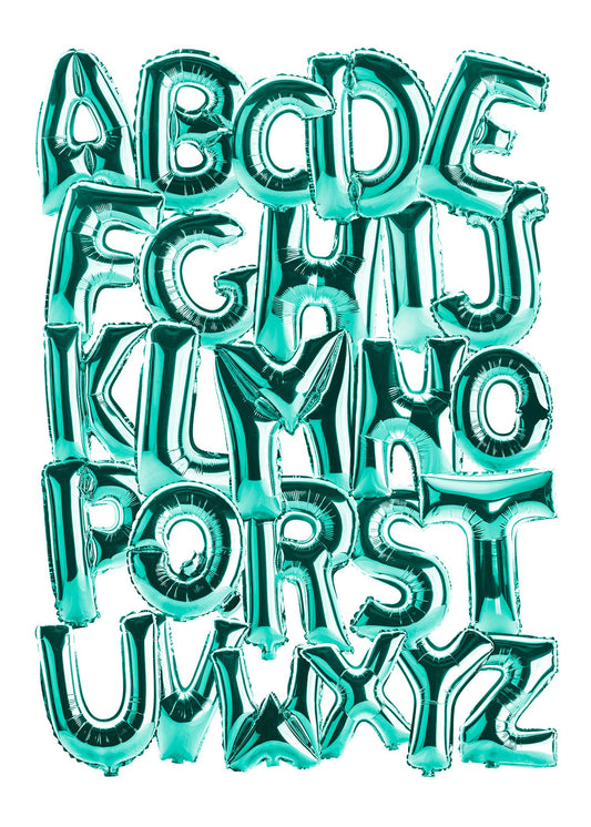 Foil Balloons Alphabet Educational Teal Print