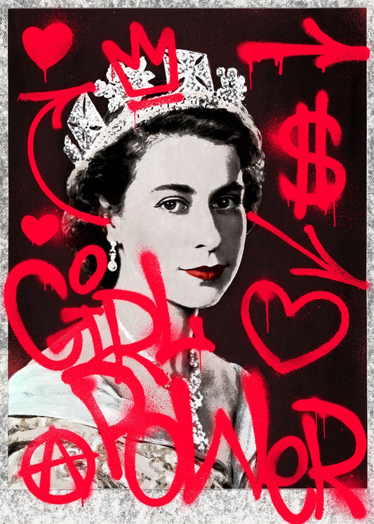 Girl Power Queen Elizabeth Spraypaint Print