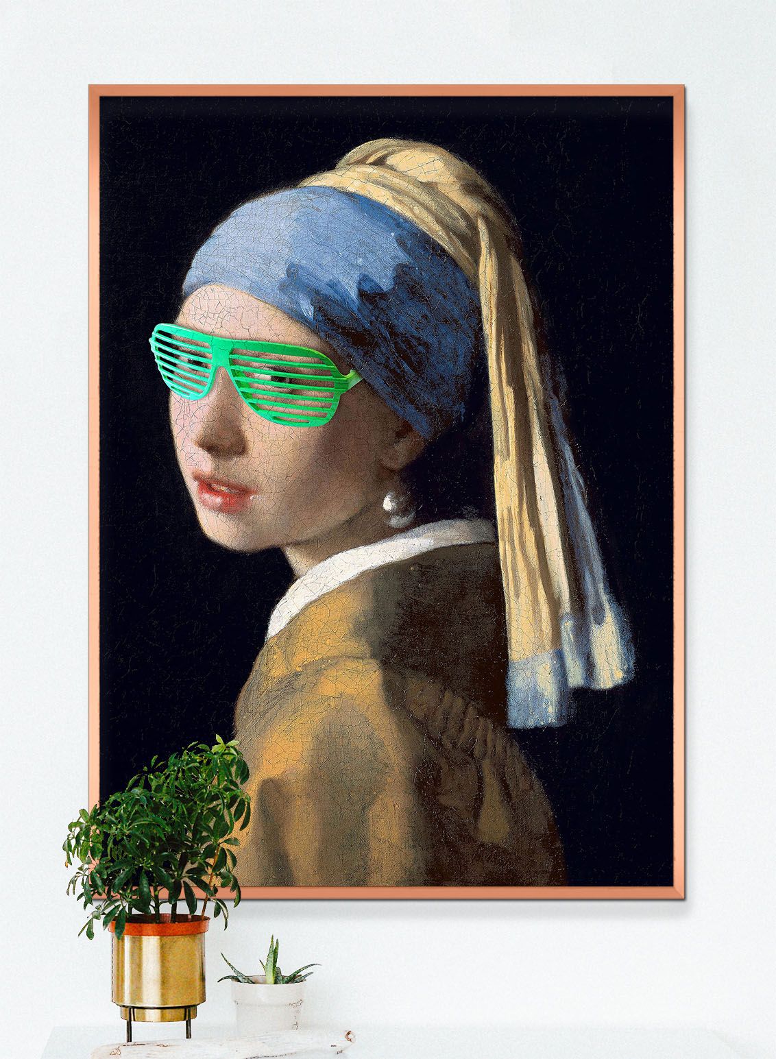 Girl With Green Shutter Shades Print