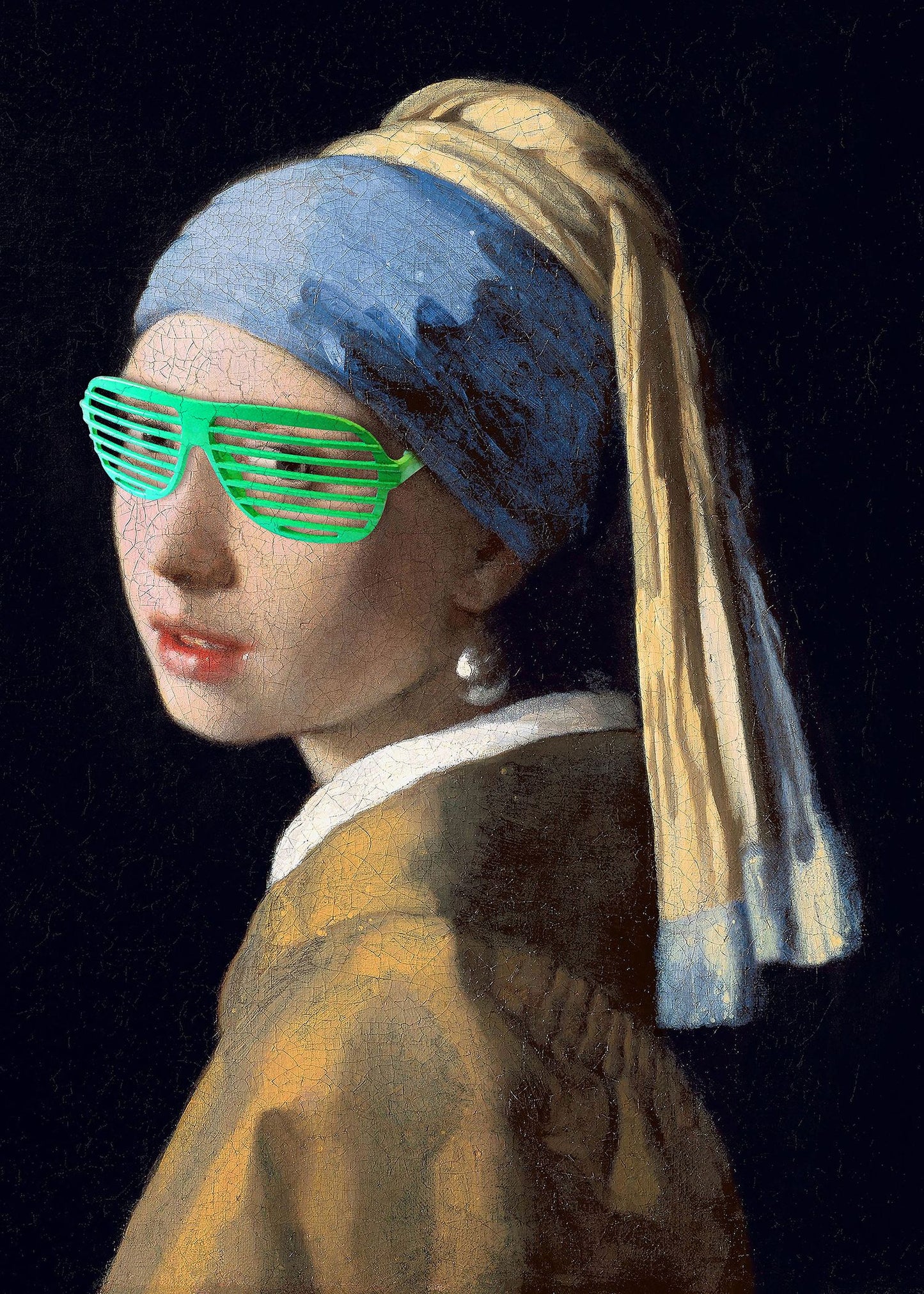 Girl With Green Shutter Shades Print